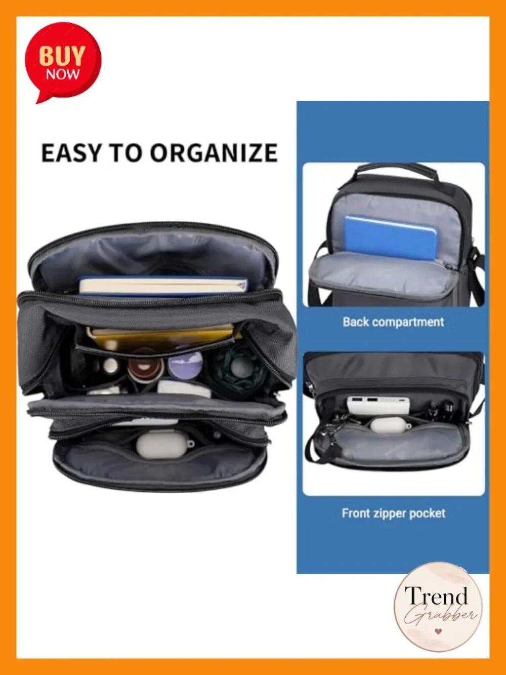 Men's Crossbody Sling Bag Water-Resistant Nylon Travel Messenger with